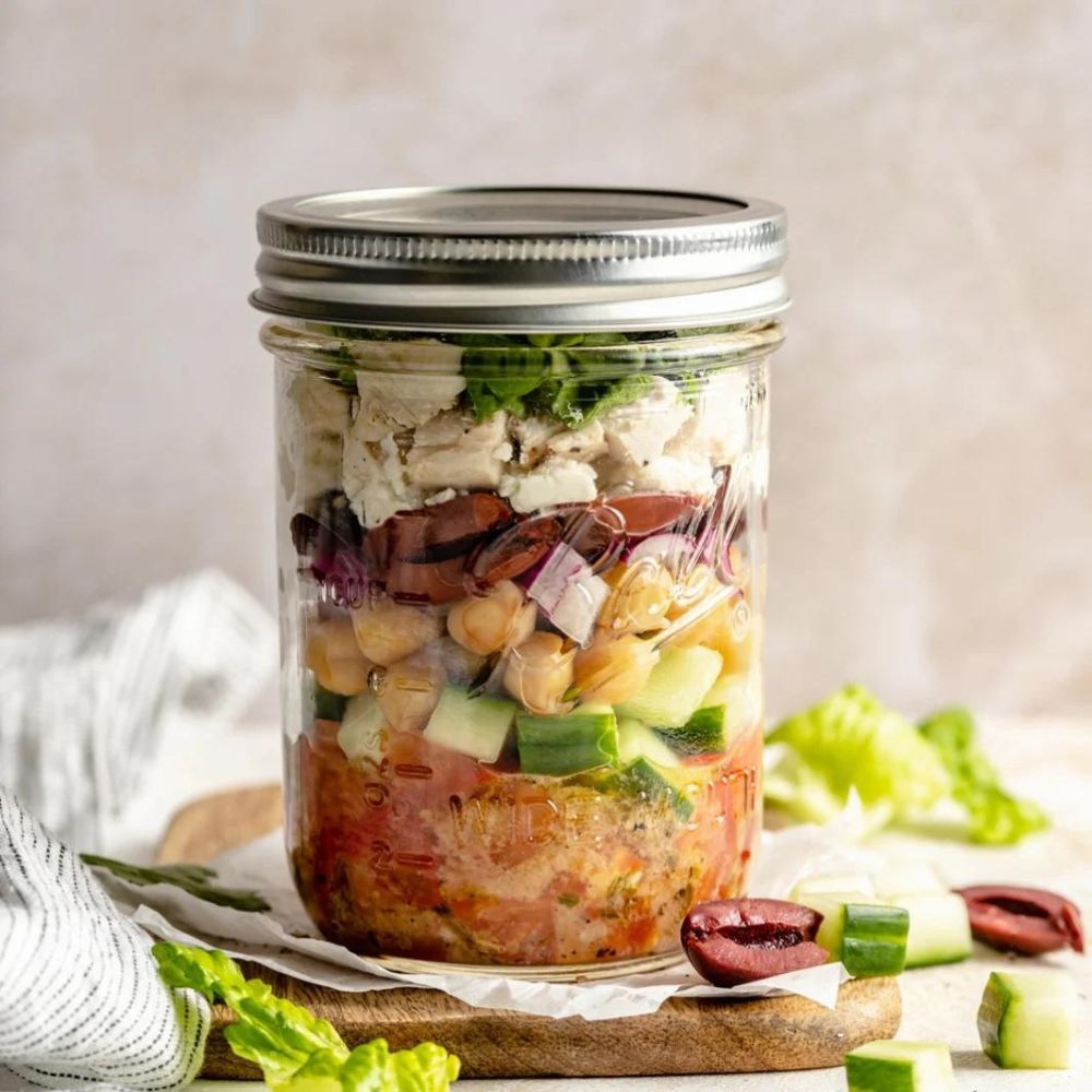 mason jar greek salad healthy salad title boxing club ambitious kitchen